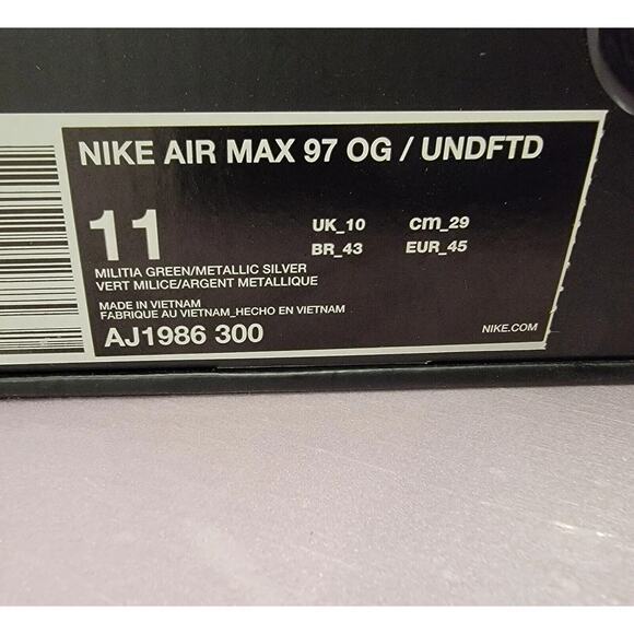 Nike Air Max 97‎ x Undefeated OG Green Olive 2017 AJ1986 300 Size 11 Complexcon main image 6